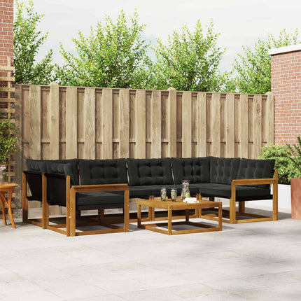 Utomhussoffset med kudde 7 pcs Naturlig och svart