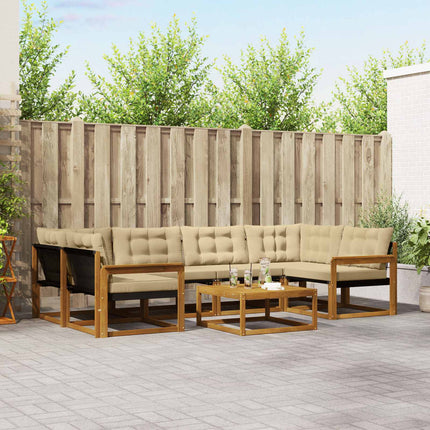 Utomhussoffset med kudde 7 pcs Naturlig och Beige