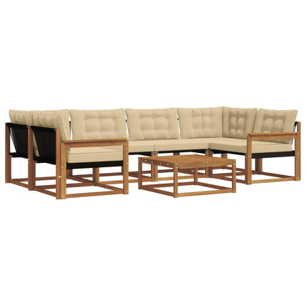 Utomhussoffset med kudde 7 pcs Naturlig och Beige