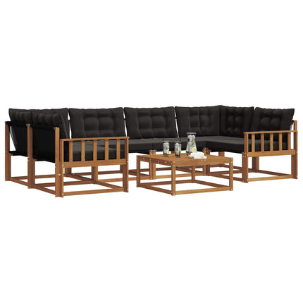 Utomhussoffset med kudde 7 pcs Naturlig och svart