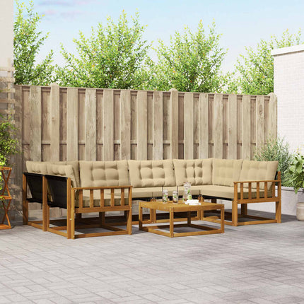Utomhussoffset med kudde 7 pcs Naturlig och Beige