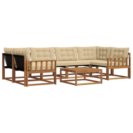 Utomhussoffset med kudde 7 pcs Naturlig och Beige