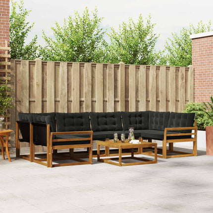 Utomhussoffset med kudde 7 pcs Naturlig och svart
