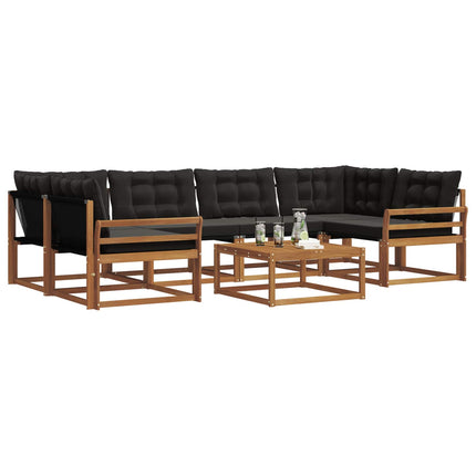 Utomhussoffset med kudde 7 pcs Naturlig och svart