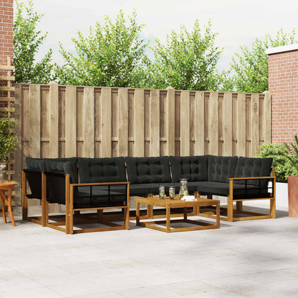 Utomhussoffset med kudde 7 pcs Naturlig och svart