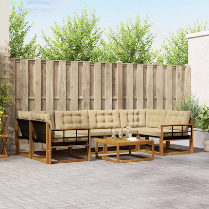Utomhussoffset med kudde 7 pcs Naturlig och Beige