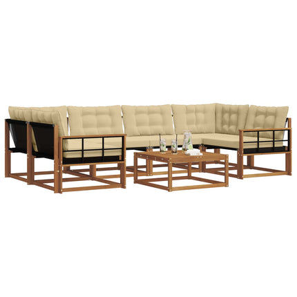 Utomhussoffset med kudde 7 pcs Naturlig och Beige