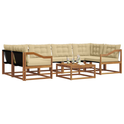 Utomhussoffset med kudde 7 pcs Naturlig och Beige