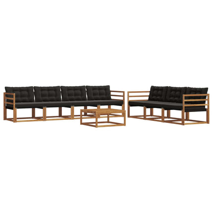 Utomhussoffset med kudde 8 pcs Naturlig och svart