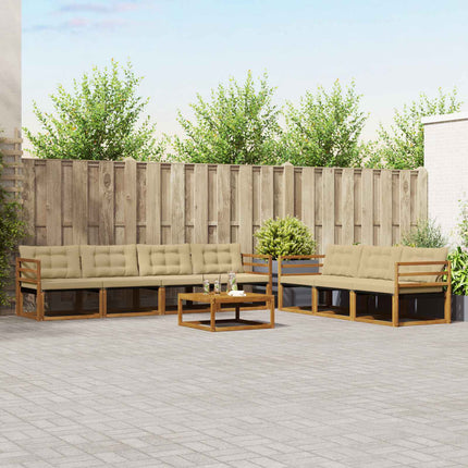 Utomhussoffset med kudde 8 pcs Naturlig och Beige