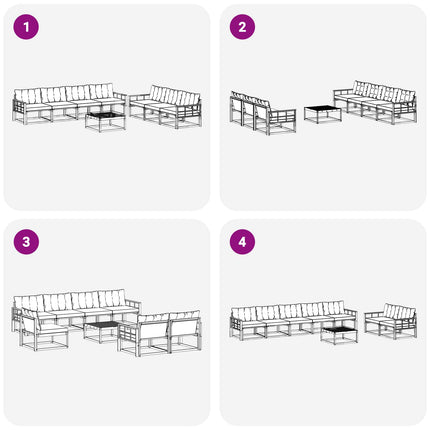 Utomhussoffset med kudde 8 pcs Naturlig och Ljus Grå