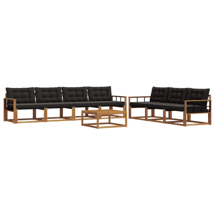 Utomhussoffset med kudde 8 pcs Naturlig och svart