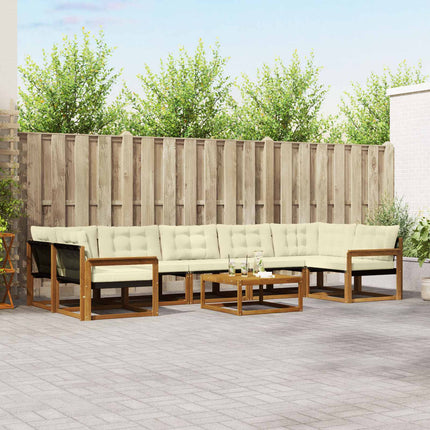 Utomhussoffset med kudde 8 pcs Naturlig och Grädde