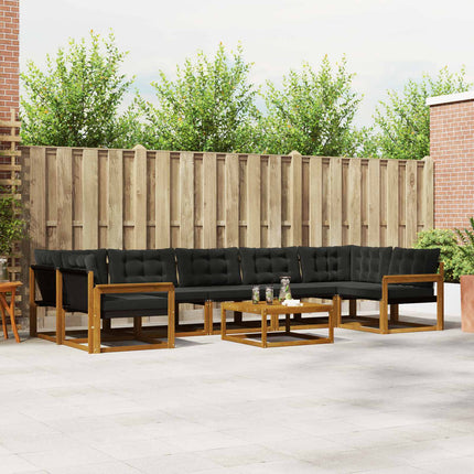 Utomhussoffset med kudde 8 pcs Naturlig och svart