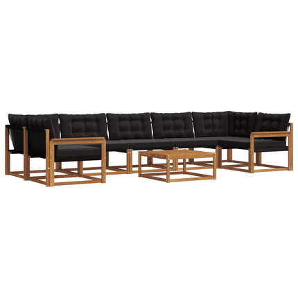 Utomhussoffset med kudde 8 pcs Naturlig och svart