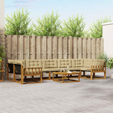Utomhussoffset med kudde 8 pcs Naturlig och Beige