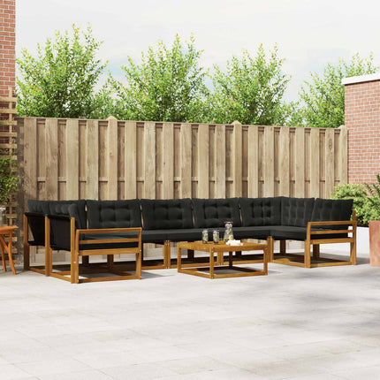 Utomhussoffset med kudde 8 pcs Naturlig och svart