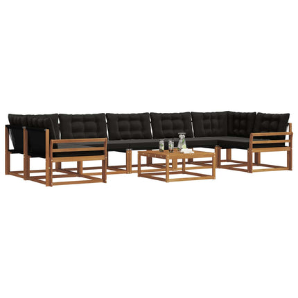 Utomhussoffset med kudde 8 pcs Naturlig och svart
