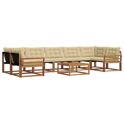 Utomhussoffset med kudde 8 pcs Naturlig och Beige