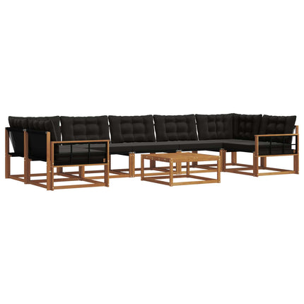 Utomhussoffset med kudde 8 pcs Naturlig och svart