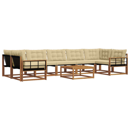 Utomhussoffset med kudde 8 pcs Naturlig och Beige