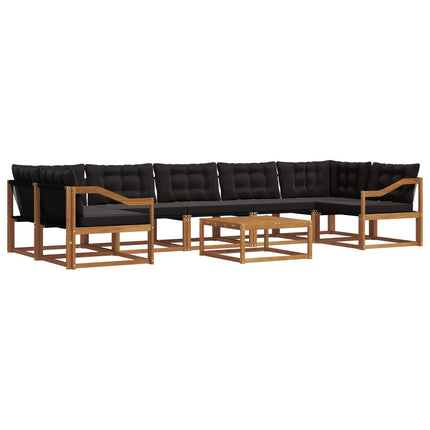 Utomhussoffset med kudde 8 pcs Naturlig och svart