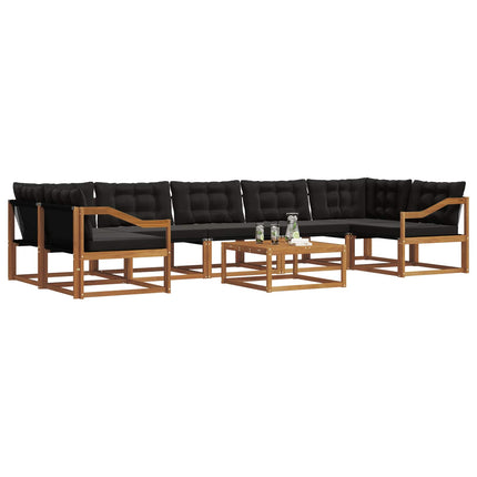 Utomhussoffset med kudde 8 pcs Naturlig och svart