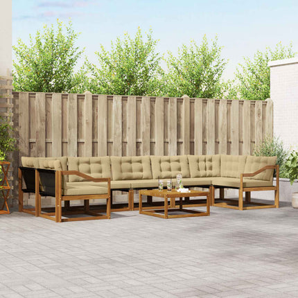 Utomhussoffset med kudde 8 pcs Naturlig och Beige