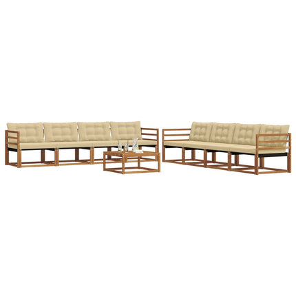 Utomhussoffset med kudde 9 pcs Naturlig och Beige