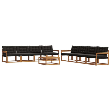Utomhussoffset med kudde 9 pcs Naturlig och svart