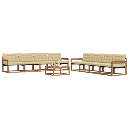 Utomhussoffset med kudde 9 pcs Naturlig och Beige