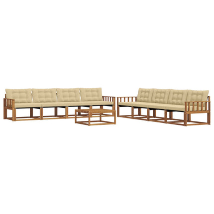 Utomhussoffset med kudde 9 pcs Naturlig och Beige
