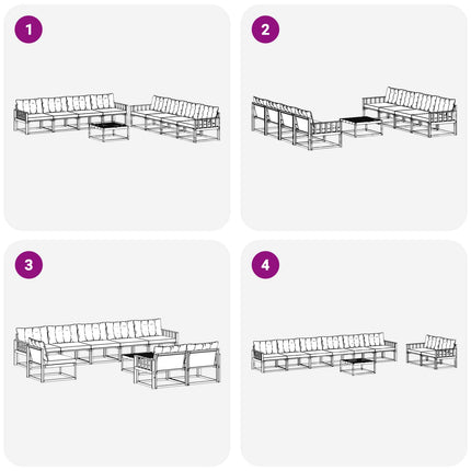 Utomhussoffset med kudde 9 pcs Naturlig och Beige