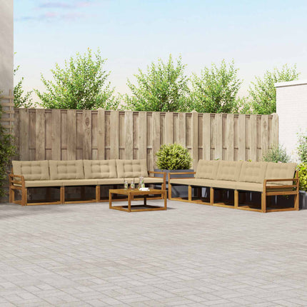 Utomhussoffset med kudde 9 pcs Naturlig och Beige