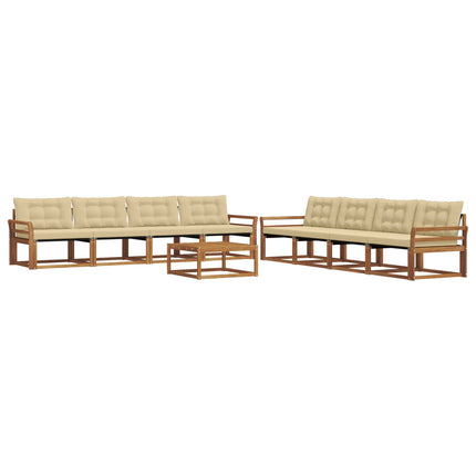 Utomhussoffset med kudde 9 pcs Naturlig och Beige