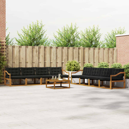Utomhussoffset med kudde 9 pcs Naturlig och svart