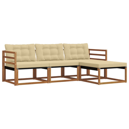 Utomhussoffset med kudde 4 pcs Naturlig och Beige