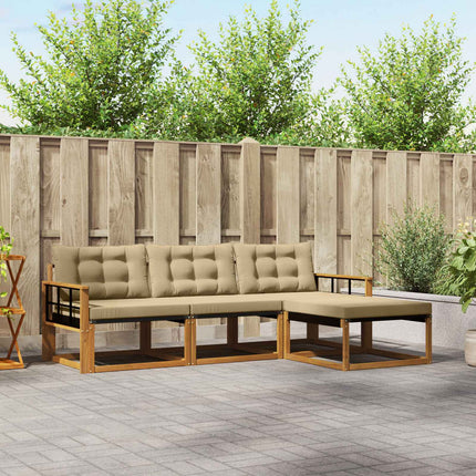 Utomhussoffset med kudde 4 pcs Naturlig och Beige