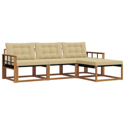 Utomhussoffset med kudde 4 pcs Naturlig och Beige