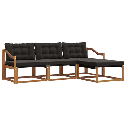 Utomhussoffset med kudde 4 pcs Naturlig och svart