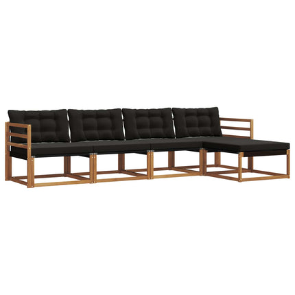 Utomhussoffset med kudde 5 pcs Naturlig och svart