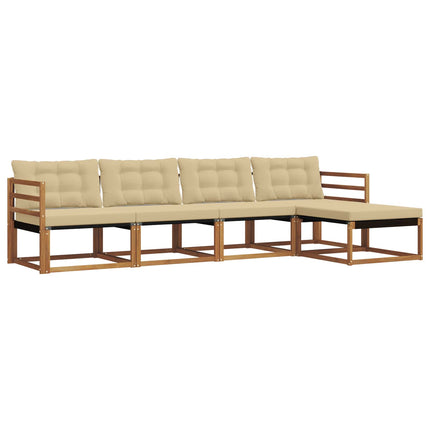 Utomhussoffset med kudde 5 pcs Naturlig och Beige