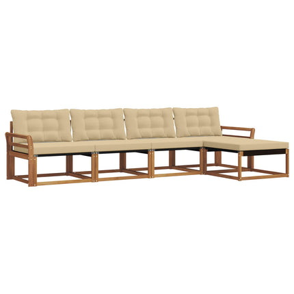Utomhussoffset med kudde 5 pcs Naturlig och Beige