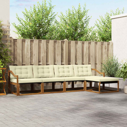 Utomhussoffset med kudde 5 pcs Naturlig och Grädde