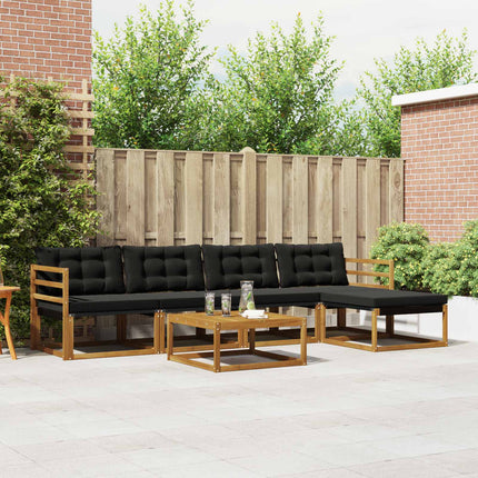 Utomhussoffset med kudde 6 pcs Naturlig och svart