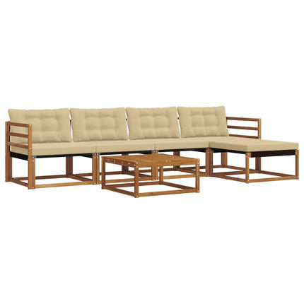 Utomhussoffset med kudde 6 pcs Naturlig och Beige