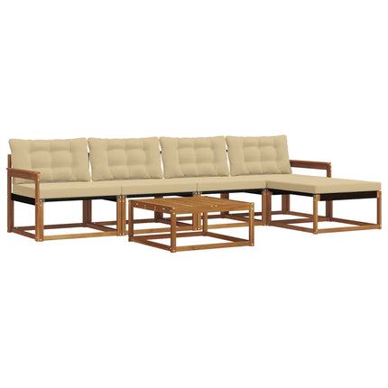 Utomhussoffset med kudde 6 pcs Naturlig och Beige