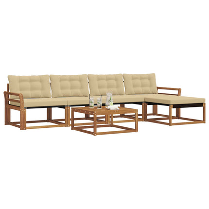 Utomhussoffset med kudde 6 pcs Naturlig och Beige