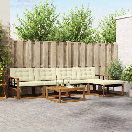 Utomhussoffset med kudde 6 pcs Naturlig och Grädde