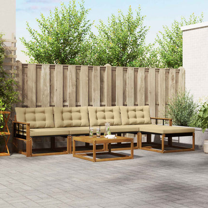 Utomhussoffset med kudde 6 pcs Naturlig och Beige